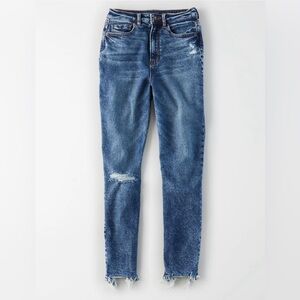 American Eagle Highest Rise Mom Jeans | Size 0R | Distressed Dark Wash Denim
